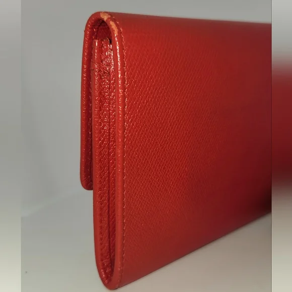 Vintage Chanel FULL INCLUSION Pre-Loved Red Calfskin Leather Clutch w/ AM Strap - Picture 5 of 16